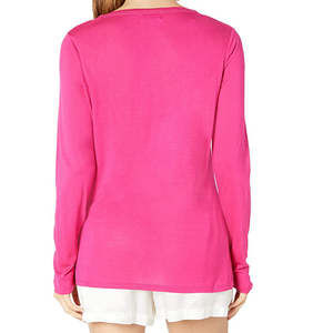 Sesoire Womens Luxe Knit Lace Trim Sleep Top,Cherry,Medium